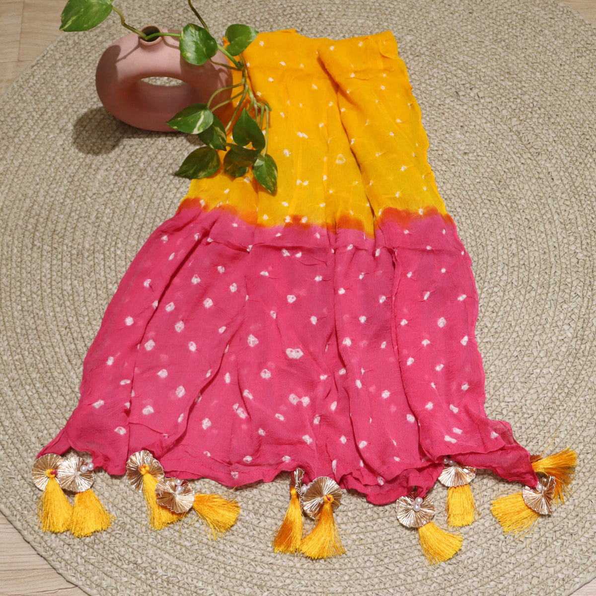 Husk color Mulin Top Material and Pant Material with Contrast Matching