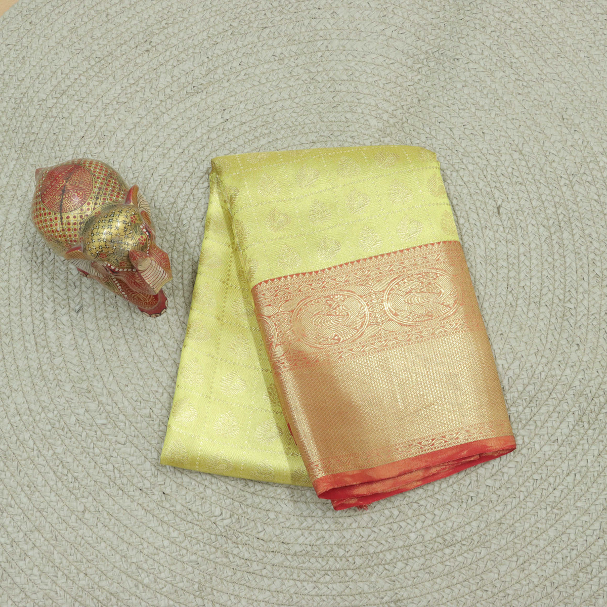 Golden Yellow Color Tissue By Silk Saree With Blouse