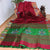 Deep Maroon Jute Silk Hand Painted  Saree with Contrast Blouse
