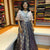 Ash Color Hand Work Organza Crop Top (Top Length-14") With Deep Blue Color Banarasi Skirt (Skirt Length-46") Skirt Hip Size-16.5"