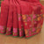 Deep Red Color Net Kota With Embroidery Saree With Tissue Contrast Different Green Color Blouse