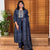 Deep Blue Color Muslin Top (Top Length-48") and Parallel Pant(Pant Height-39") With Muslin Dupatta