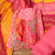 Rose Color Georgette Banarasi Woven Top Material and Pant Material With Crushed Bandhani Shaded Dupatta