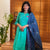 Rama Green Color Cotton Top Without Side Slit (Top Length-45") and Parallel Pant (Pant Height-35") With Cotton Dupatta