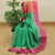 Parrot Green Pure Handloom Silk Cotton Saree With Contrast Matching Pallu and Blouse