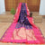 Blueish Violet Color Pure Handloom Kancheepuram Silk Saree Both Side Pink Color Border and Pallu With Contrast Matching Pink Color Blouse